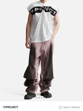 Y/Project Draped Cuff Jeans in Pink to Black Ombre